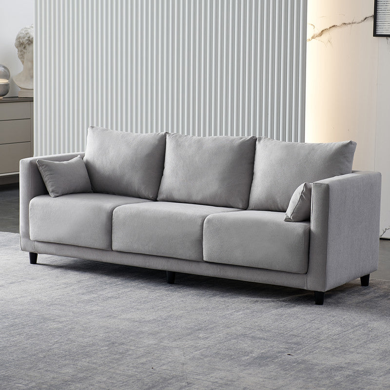 Contemporary Tuxedo Arm Standard Sofa with Bolster Pillows for Living Room, Apartment