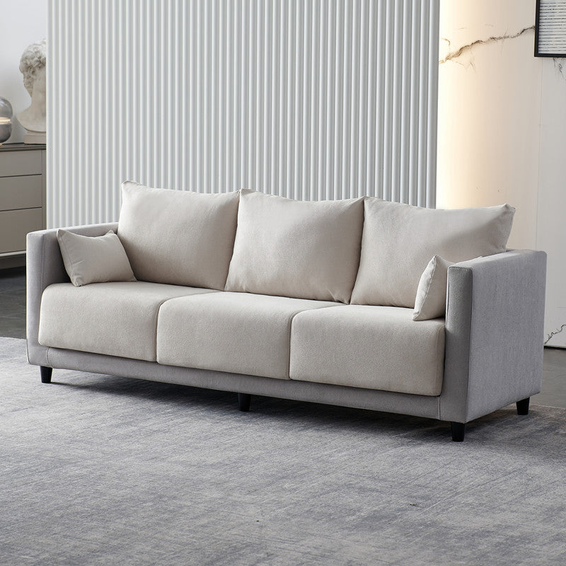 Contemporary Tuxedo Arm Standard Sofa with Bolster Pillows for Living Room, Apartment