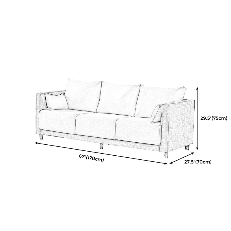 Contemporary Tuxedo Arm Standard Sofa with Bolster Pillows for Living Room, Apartment