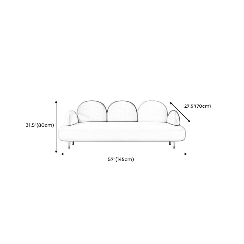 Modern Faux Leather Sofa Metal Gold Legs Recessed Arm Curved Sofa