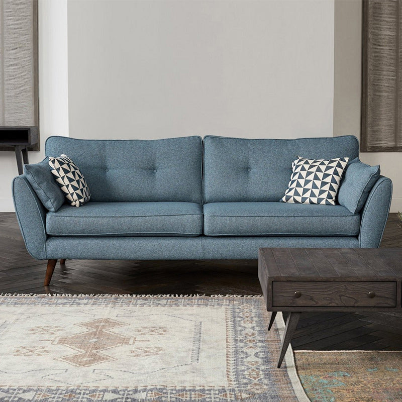 Tufted Flared Arm Sofa 3-Seater 34.64" H Linen Cushions Sofa