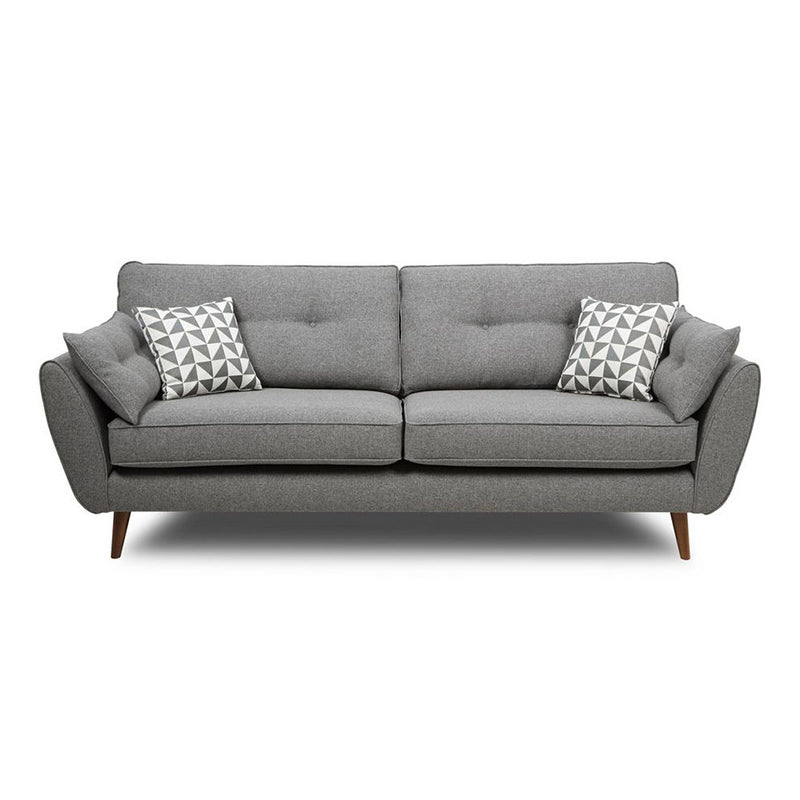 Tufted Flared Arm Sofa 3-Seater 34.64" H Linen Cushions Sofa
