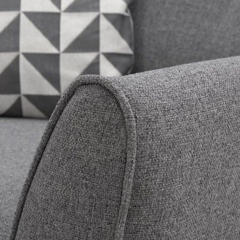 Tufted Flared Arm Sofa 3-Seater 34.64" H Linen Cushions Sofa
