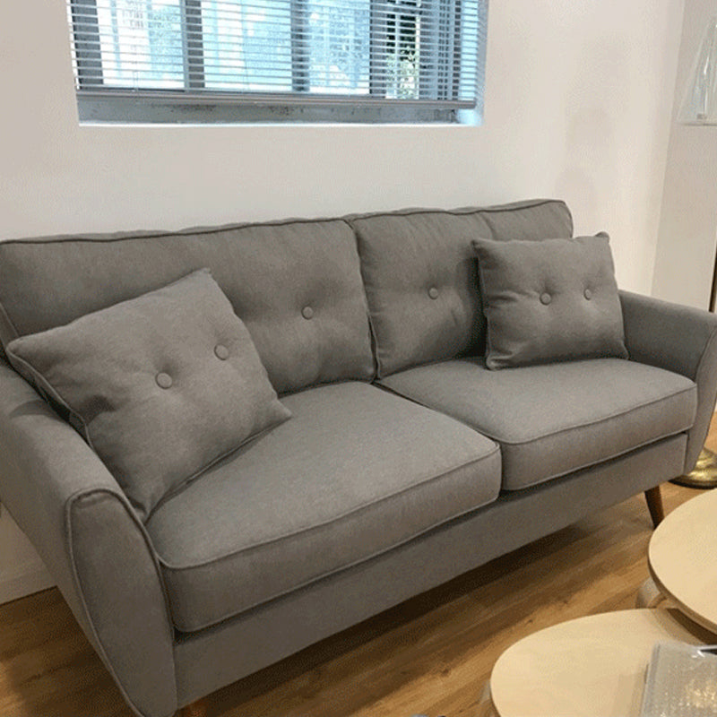 Tufted Flared Arm Sofa 3-Seater 34.64" H Linen Cushions Sofa