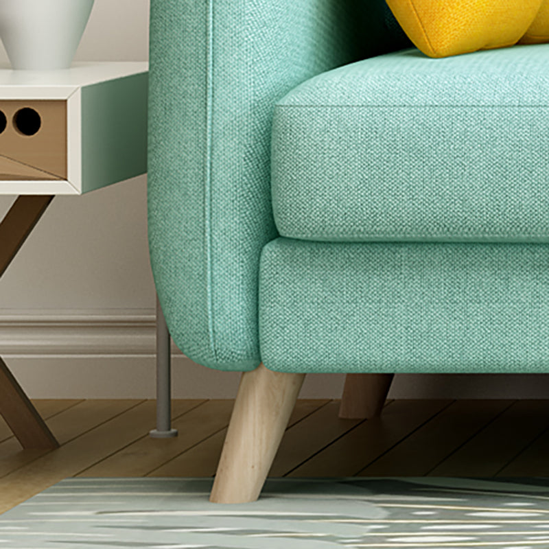 Modern Macaroon Square Arm Sofa 4 Wood Legs Cushions Sofa for Apartment