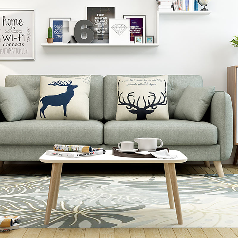 Modern Macaroon Square Arm Sofa 4 Wood Legs Cushions Sofa for Apartment