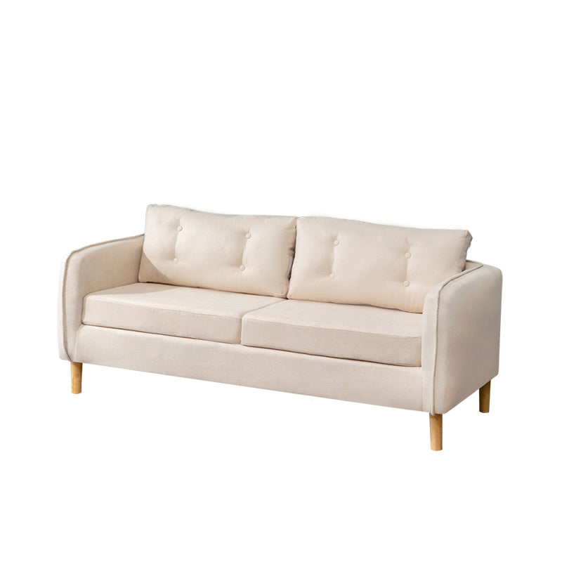 Contemporary Cotton Blend Tufted Slipcovered Sofa with Square Arm