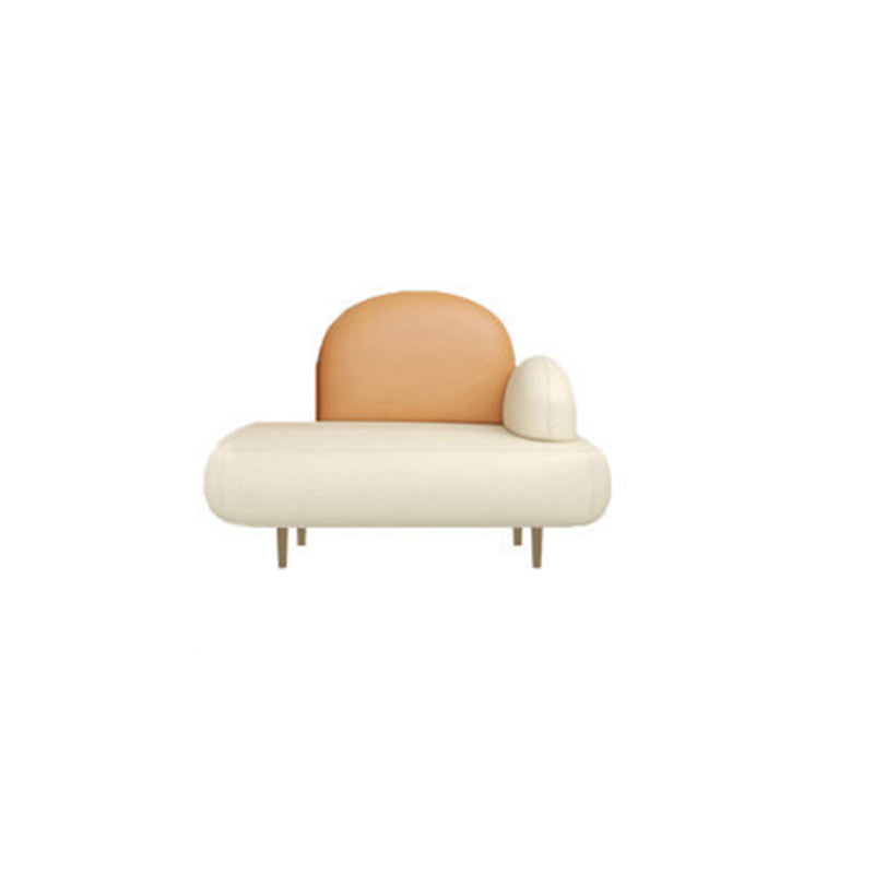 Modern Curved 4 Metal Legs Sofa Faux Leather Recessed Arm Sofa