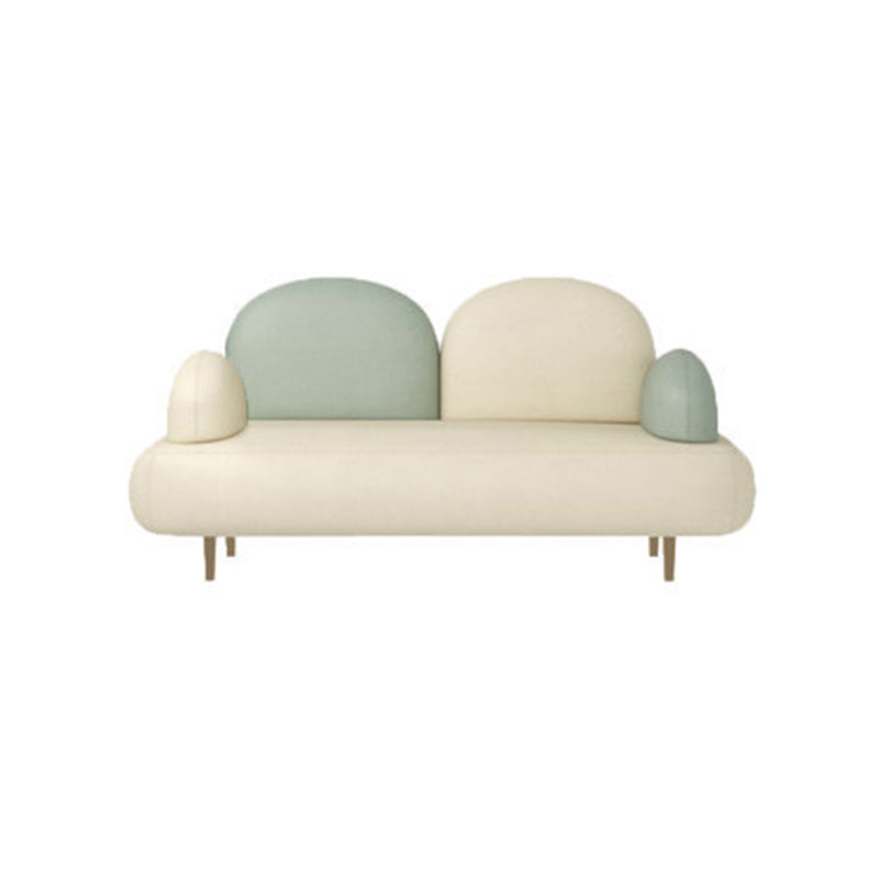 Modern Curved 4 Metal Legs Sofa Faux Leather Recessed Arm Sofa