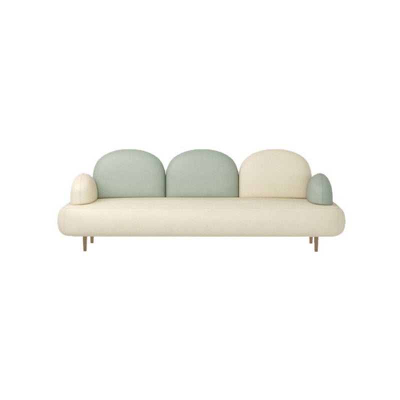 Modern Curved 4 Metal Legs Sofa Faux Leather Recessed Arm Sofa