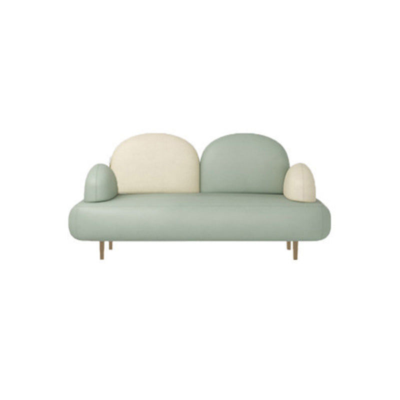 Modern Curved 4 Metal Legs Sofa Faux Leather Recessed Arm Sofa