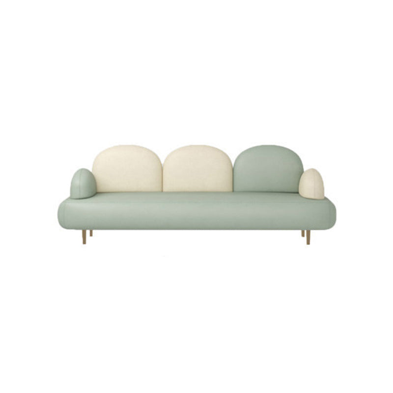 Modern Curved 4 Metal Legs Sofa Faux Leather Recessed Arm Sofa