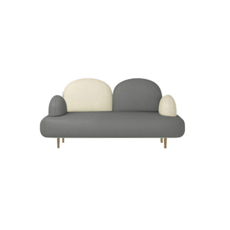 Modern Curved 4 Metal Legs Sofa Faux Leather Recessed Arm Sofa