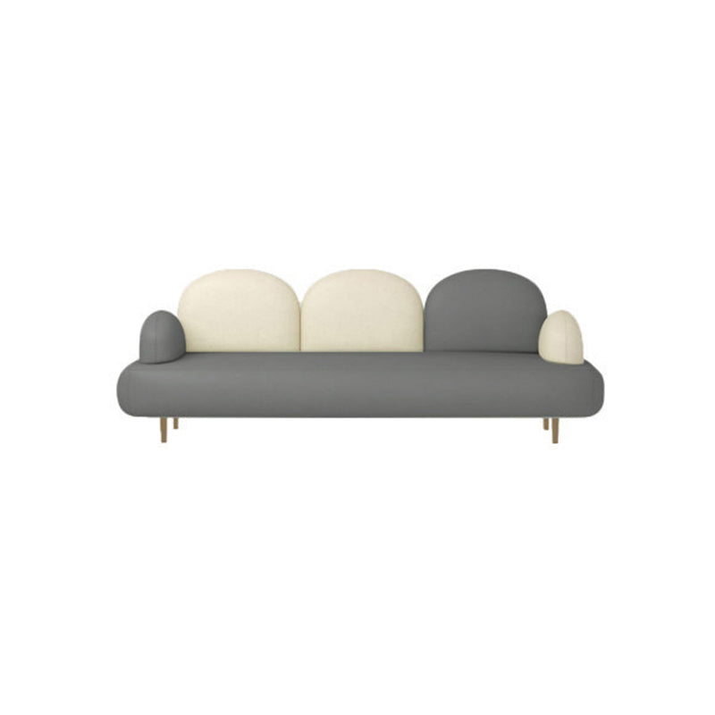 Modern Curved 4 Metal Legs Sofa Faux Leather Recessed Arm Sofa