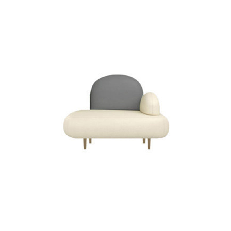 Modern Curved 4 Metal Legs Sofa Faux Leather Recessed Arm Sofa