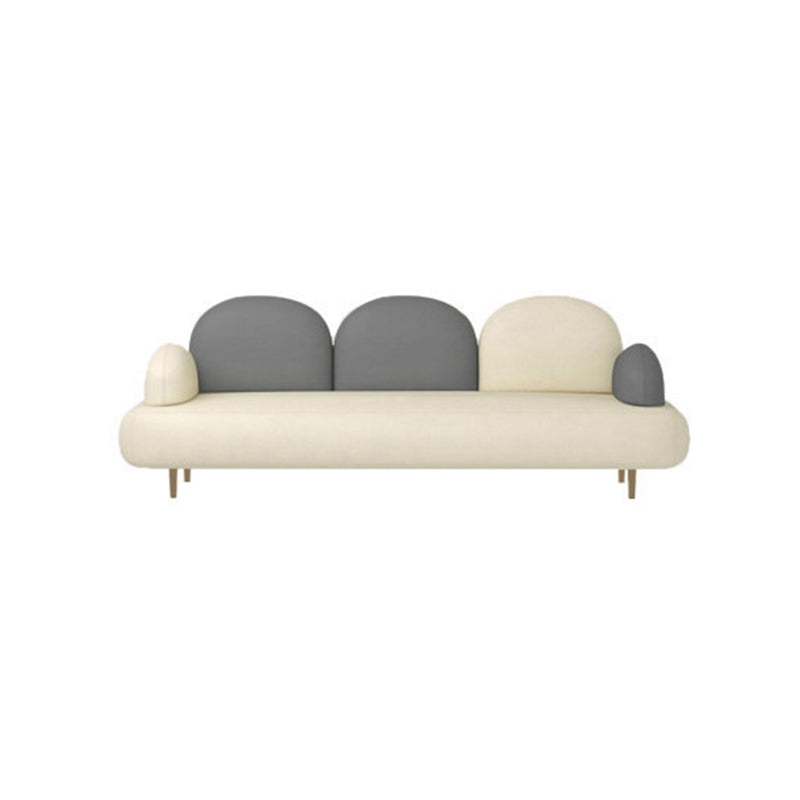 Modern Curved 4 Metal Legs Sofa Faux Leather Recessed Arm Sofa