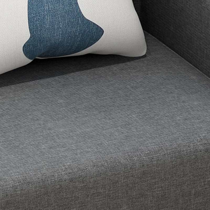 Contemporary Cotton Blend Faux Leather Sofa with Wooden Based