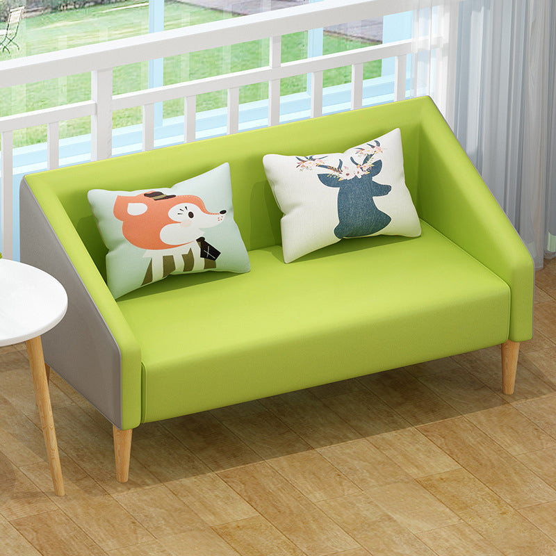 Contemporary Cotton Blend Faux Leather Sofa with Wooden Based