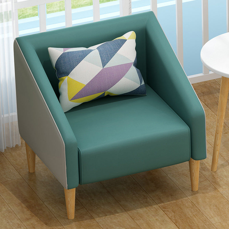 Contemporary Cotton Blend Faux Leather Sofa with Wooden Based