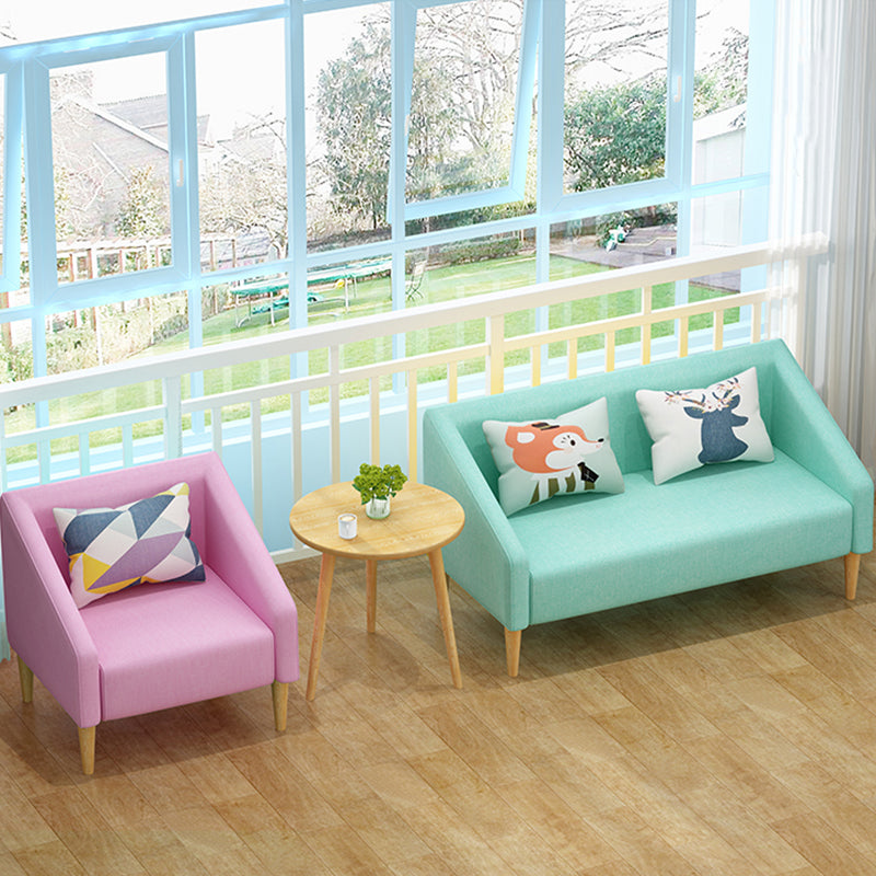 Contemporary Cotton Blend Faux Leather Sofa with Wooden Based