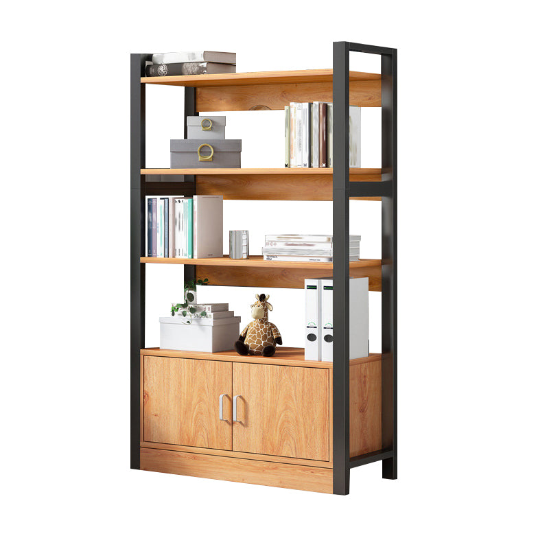 Industrial Etagere Bookshelf Steel Frame Manufactured Wood Shelf Bookshelf with Door