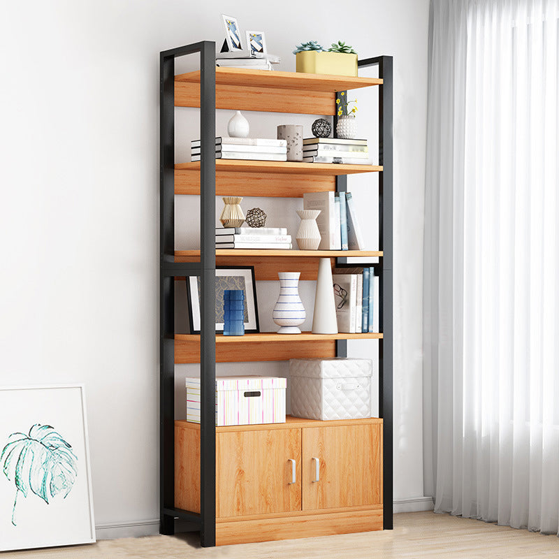Industrial Etagere Bookshelf Steel Frame Manufactured Wood Shelf Bookshelf with Door