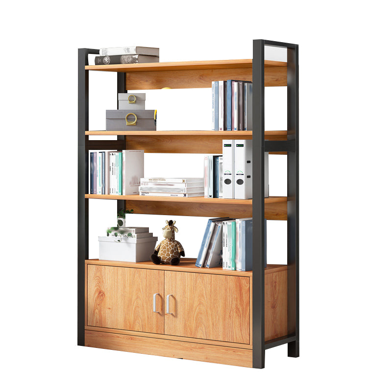 Industrial Etagere Bookshelf Steel Frame Manufactured Wood Shelf Bookshelf with Door