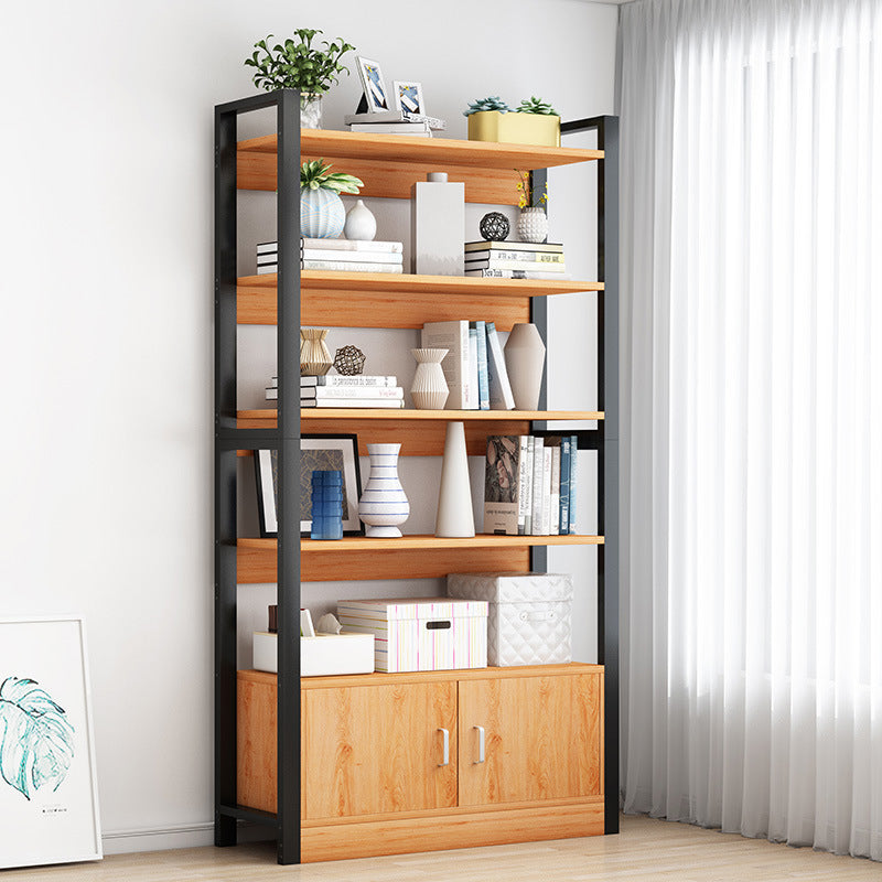 Industrial Etagere Bookshelf Steel Frame Manufactured Wood Shelf Bookshelf with Door