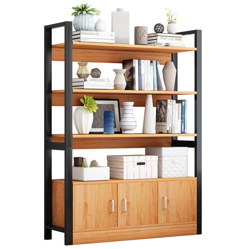 Industrial Etagere Bookshelf Steel Frame Manufactured Wood Shelf Bookshelf with Door