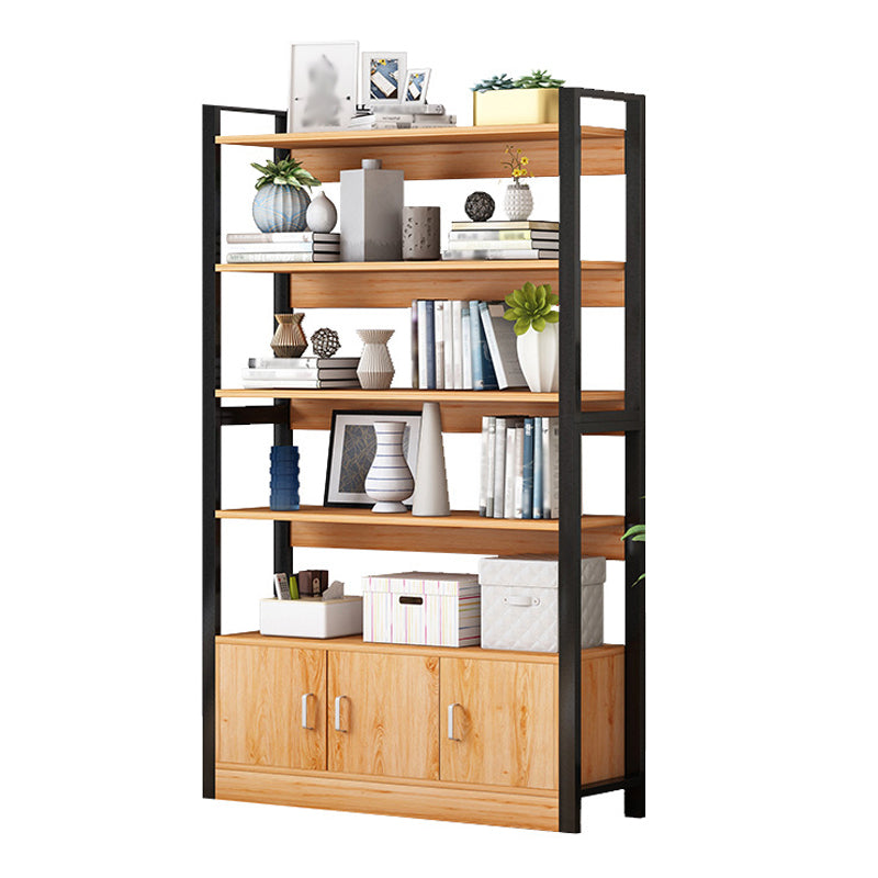 Industrial Etagere Bookshelf Steel Frame Manufactured Wood Shelf Bookshelf with Door
