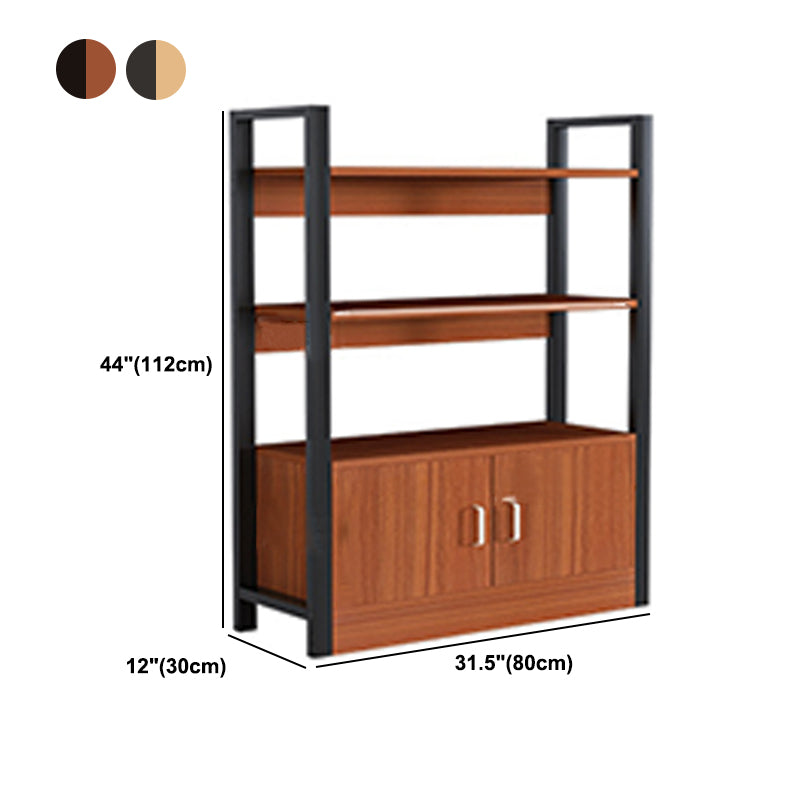 Industrial Etagere Bookshelf Steel Frame Manufactured Wood Shelf Bookshelf with Door