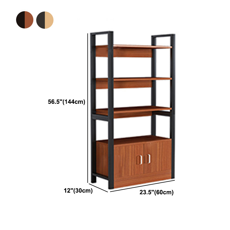 Industrial Etagere Bookshelf Steel Frame Manufactured Wood Shelf Bookshelf with Door