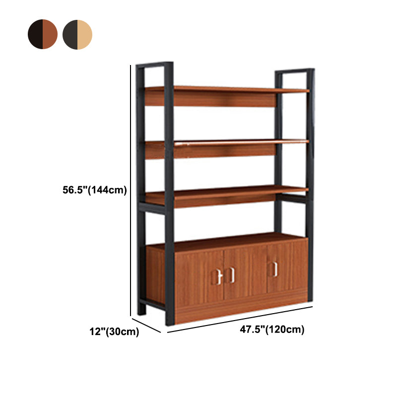 Industrial Etagere Bookshelf Steel Frame Manufactured Wood Shelf Bookshelf with Door