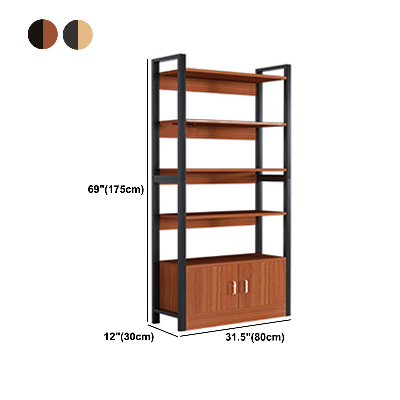 Industrial Etagere Bookshelf Steel Frame Manufactured Wood Shelf Bookshelf with Door