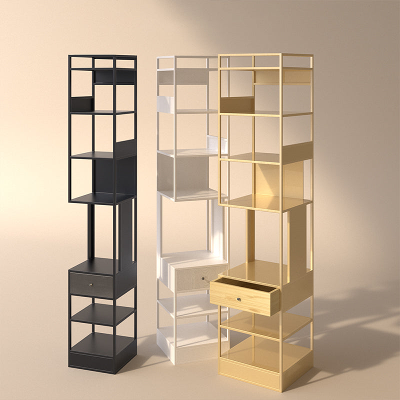 Libreria d'angolo industriale di ferro aperta libreria verticale con cassetto