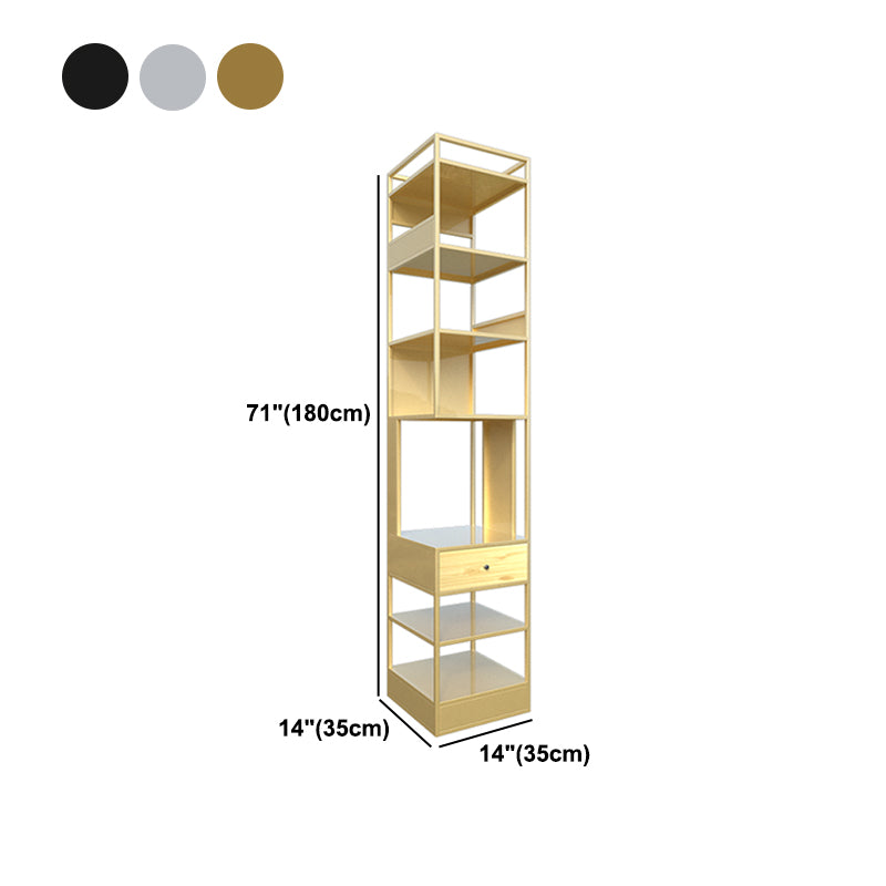 Libreria d'angolo industriale di ferro aperta libreria verticale con cassetto
