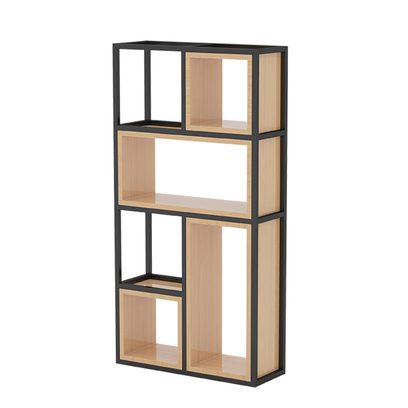 Industrial Open Etagere Bookshelf Iron Frame Solid Wood Shelf Bookshelf