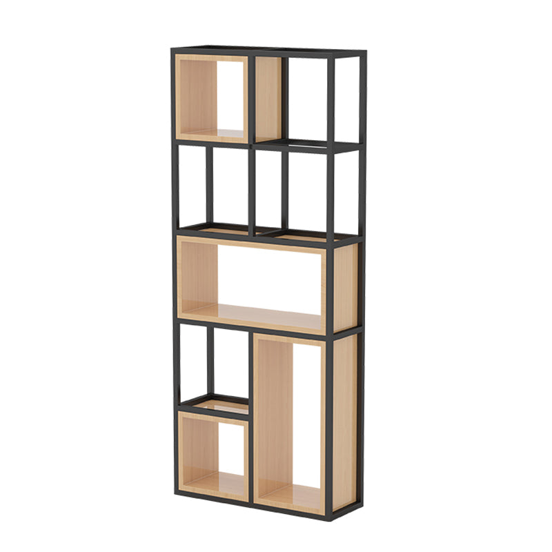 Industrial Open Etagere Bookshelf Iron Frame Solid Wood Shelf Bookshelf