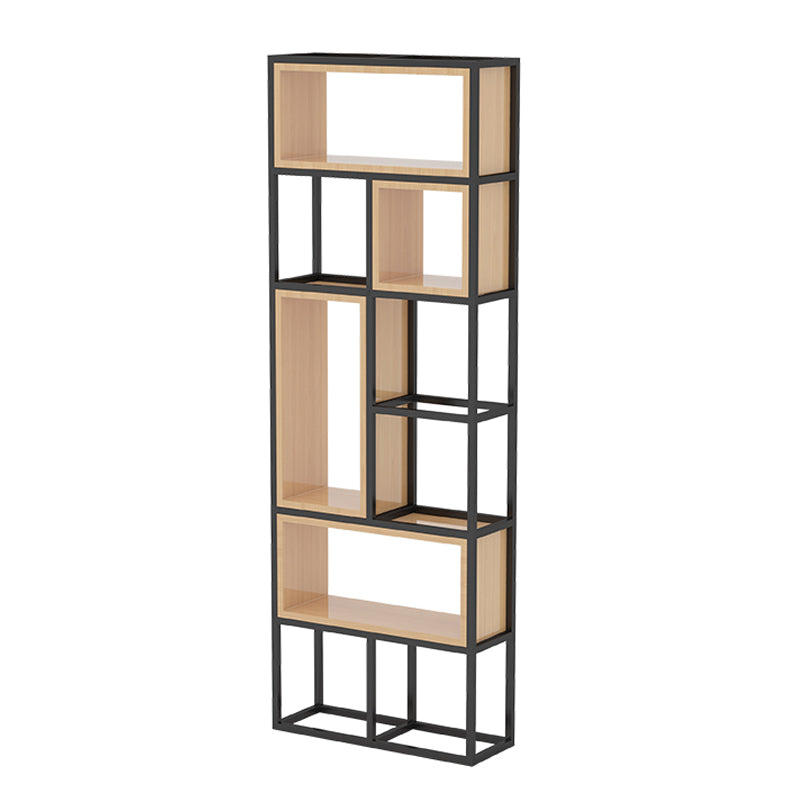 Industrial Open Etagere Bookshelf Iron Frame Solid Wood Shelf Bookshelf