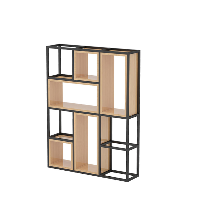 Industrial Open Etagere Bookshelf Iron Frame Solid Wood Shelf Bookshelf