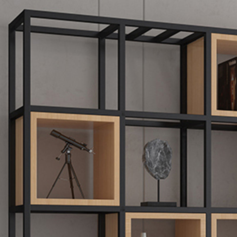Industrial Open Etagere Bookshelf Iron Frame Solid Wood Shelf Bookshelf