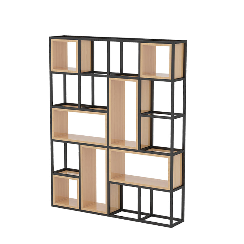 Industrial Open Etagere Bookshelf Iron Frame Solid Wood Shelf Bookshelf