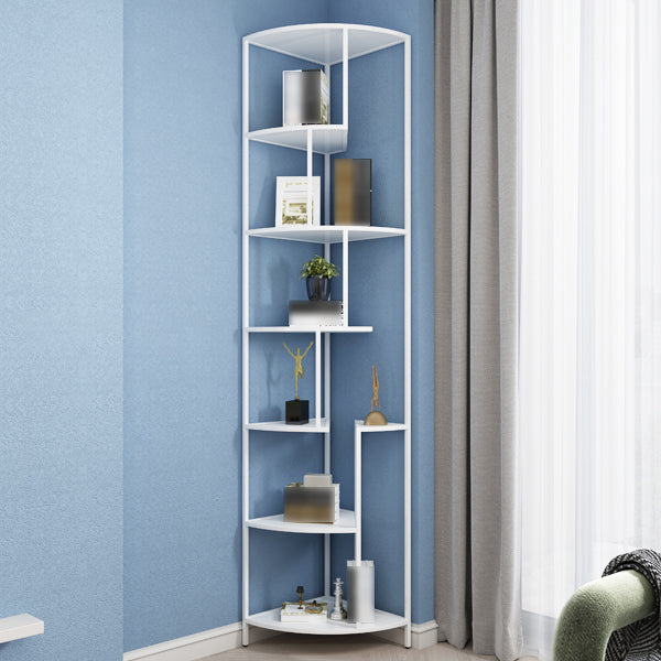 Industrial Metal Corner Bookshelf Open Vertical Bookshelf for Living Room