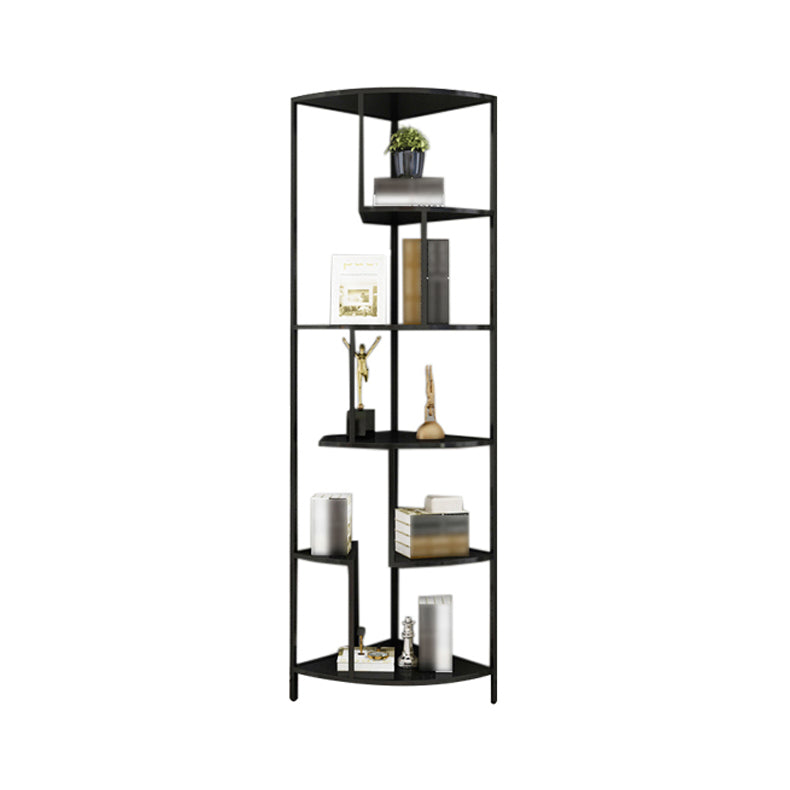 Industrial Metal Corner Bookshelf Open Vertical Bookshelf for Living Room