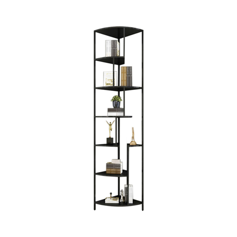 Industrial Metal Corner Bookshelf Open Vertical Bookshelf for Living Room