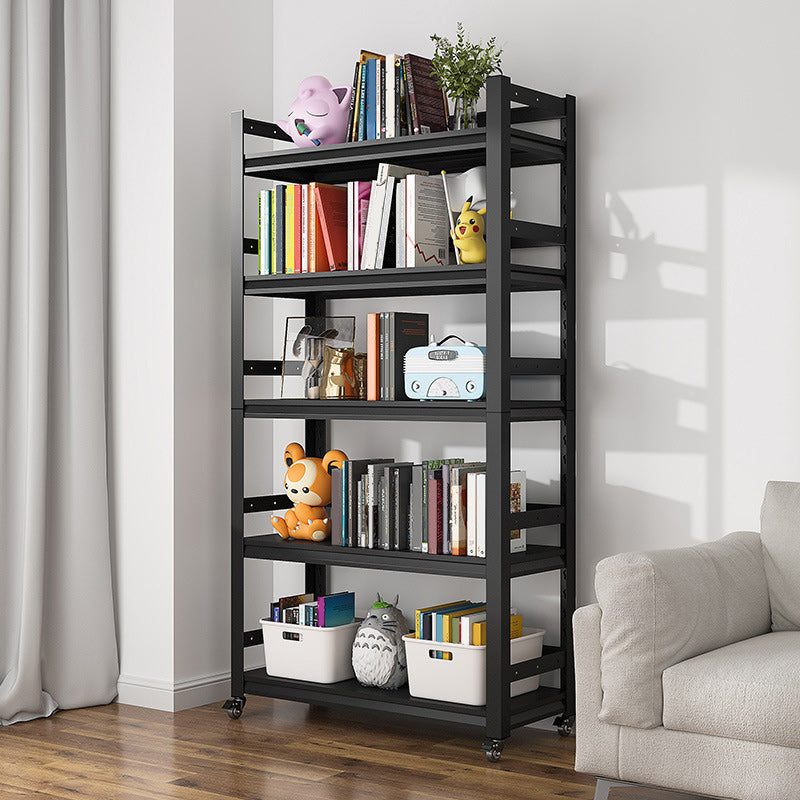 Estantería de estilo escandinavo abre la estantería para la oficina en casa con ruedas
