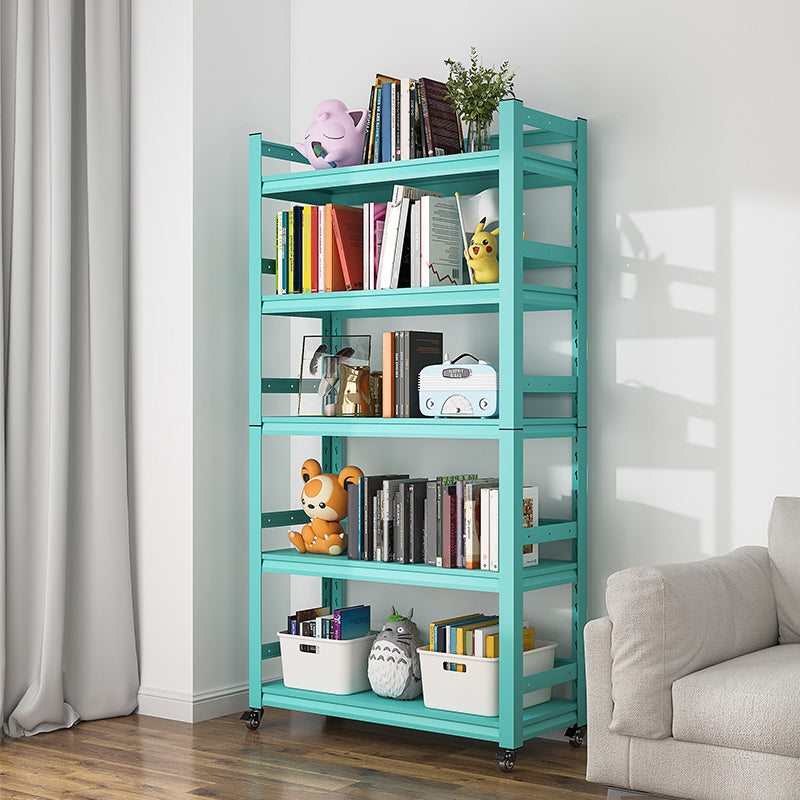 Estantería de estilo escandinavo abre la estantería para la oficina en casa con ruedas