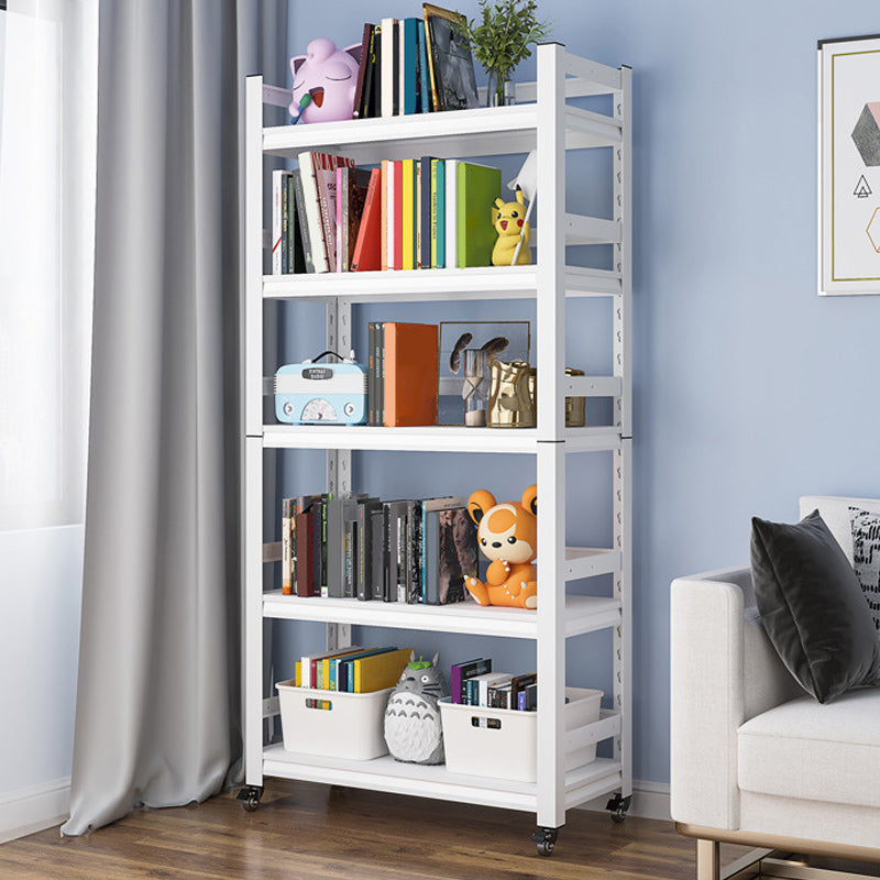 Estantería de estilo escandinavo abre la estantería para la oficina en casa con ruedas