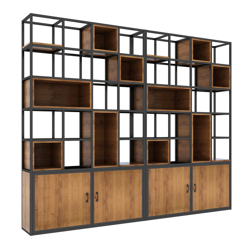 Industrial Style Bookshelf Solid Wood Open Back Bookcase for Home Office