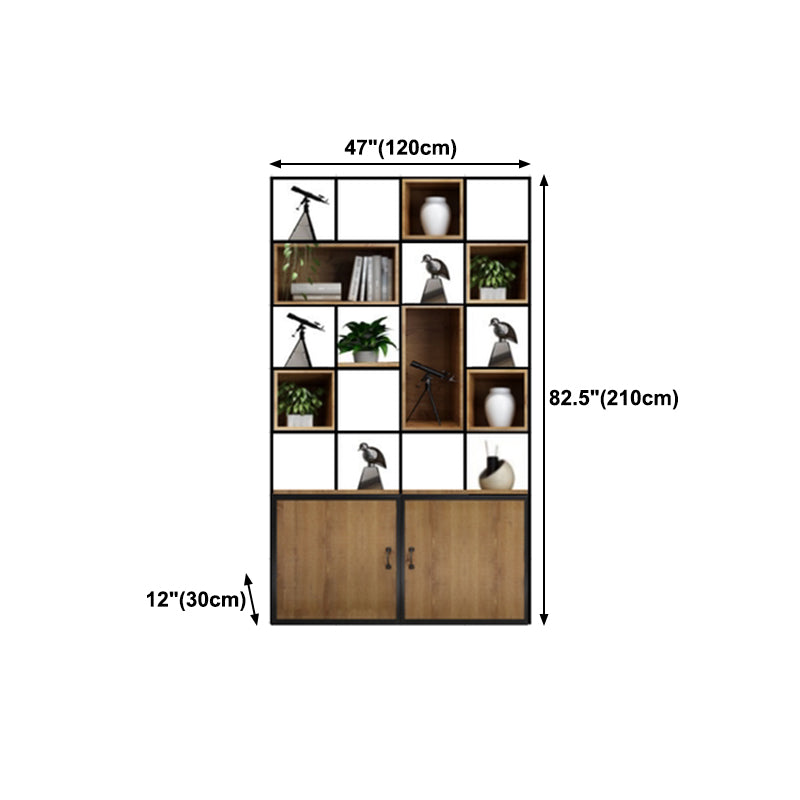 Industrial Style Bookshelf Solid Wood Open Back Bookcase for Home Office